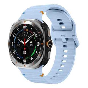 For Samsung Galaxy Watch Ultra 47mm Wavy Grain Stitched Silicone Watch Band(Light Blue)