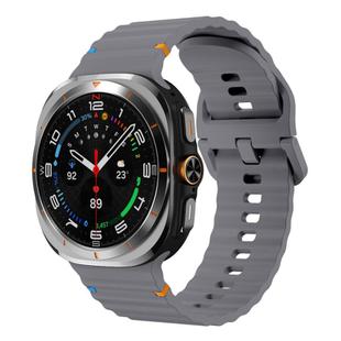 For Samsung Galaxy Watch Ultra 47mm Wavy Grain Stitched Silicone Watch Band(Dark Grey)