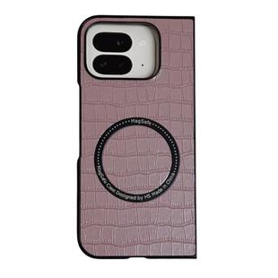 For Google Pixel 9 Pro Fold Crocodile Pattern Leather MagSafe Magnetic Phone Case(Purple)