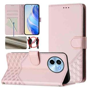 For vivo Y38 5G / Y200i / T3x Global Honeycomb Embossing RFID Leather Phone Case(Pink)