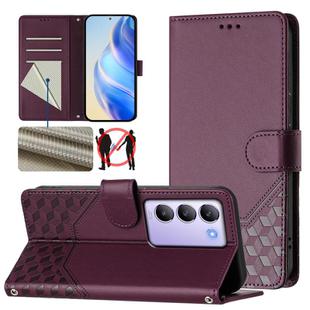 For vivo Y100 IDN / T3 5G IDN Honeycomb Embossing RFID Leather Phone Case(Violet)