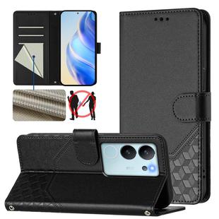 For vivo V29e 5G / Y200 5G Global Honeycomb Embossing RFID Leather Phone Case(Black)