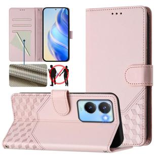 For vivo Y56 5G / Y16 4G / Y02s 4G Global Honeycomb Embossing RFID Leather Phone Case(Pink)