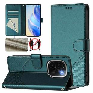 For vivo iQOO Z9s Pro 5G / T3 Pro 5G India Honeycomb Embossing RFID Leather Phone Case(Peacock Green)