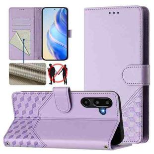 For Samsung Galaxy F16 5G / M16 5G Global Honeycomb Embossing RFID Leather Phone Case(Light Purple)