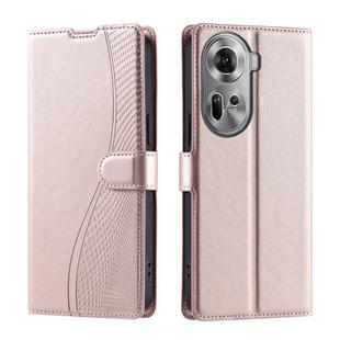 For OPPO Reno11 Global Voltage Ultra-thin Dot Leather Phone Case(Rose Gold)