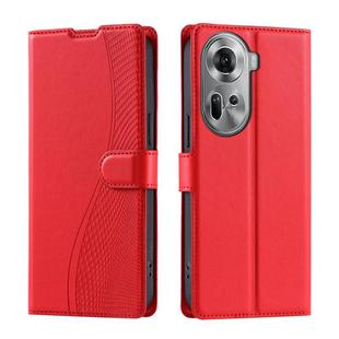 For OPPO Reno11 Global Voltage Ultra-thin Dot Leather Phone Case(Red)