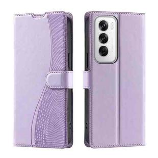 For OPPO Reno12 5G Global Voltage Ultra-thin Dot Leather Phone Case(Purple)