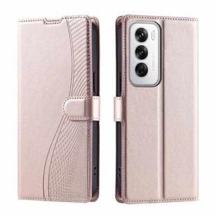 For OPPO Reno12 5G Global Voltage Ultra-thin Dot Leather Phone Case(Rose Gold)