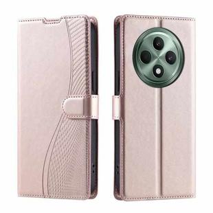 For OPPO Reno12 F 5G Global Voltage Ultra-thin Dot Leather Phone Case(Rose Gold)