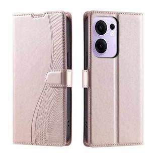 For OPPO Reno13 F 5G Global/ 4G India Voltage Ultra-thin Dot Leather Phone Case(Rose Gold)