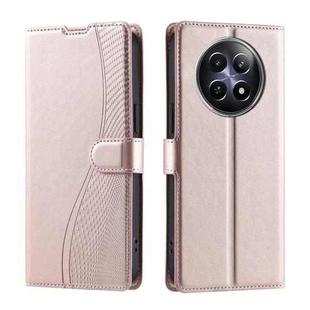 For Realme 12 5G Global Voltage Ultra-thin Dot Leather Phone Case(Rose Gold)