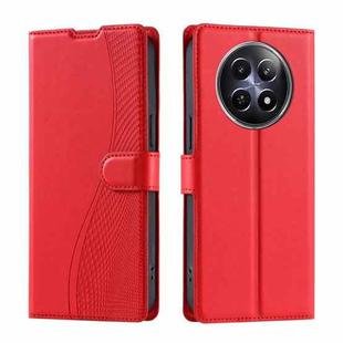 For Realme 12 5G Global Voltage Ultra-thin Dot Leather Phone Case(Red)