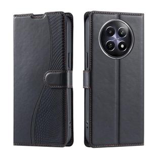 For Realme 12 5G Global Voltage Ultra-thin Dot Leather Phone Case(Black)