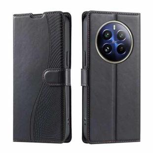 For Realme 12+ 5G Global Voltage Ultra-thin Dot Leather Phone Case(Black)