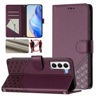 For Samsung Galaxy S21+ 5G Honeycomb Embossing RFID Leather Phone Case(Violet)