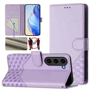 For Samsung Galaxy S23 FE 5G Honeycomb Embossing RFID Leather Phone Case(Light Purple)