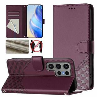 For Samsung Galaxy S23 Ultra 5G Honeycomb Embossing RFID Leather Phone Case(Violet)