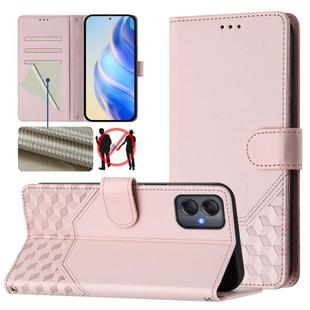 For Samsung Galaxy A05 4G Global Honeycomb Embossing RFID Leather Phone Case(Pink)