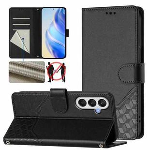For Samsung Galaxy A25 5G Global Honeycomb Embossing RFID Leather Phone Case(Black)