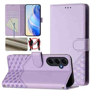 For Samsung Galaxy A55 5G Global Honeycomb Embossing RFID Leather Phone Case(Light Purple)