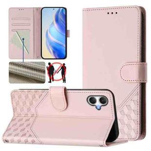 For Samsung Galaxy A07 4G Honeycomb Embossing RFID Leather Phone Case(Pink)