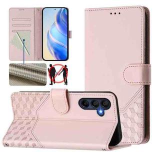 For Samsung Galaxy A17 4G Honeycomb Embossing RFID Leather Phone Case(Pink)