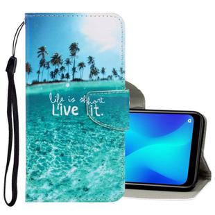 For OPPO A3s 3D Colored Drawing Horizontal Flip PU Leather Case with Holder & Card Slots & Wallet(Coconut Tree)