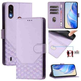 For Motorola Moto E7 Power 2021 Honeycomb Embossing RFID Leather Phone Case(Light Purple)