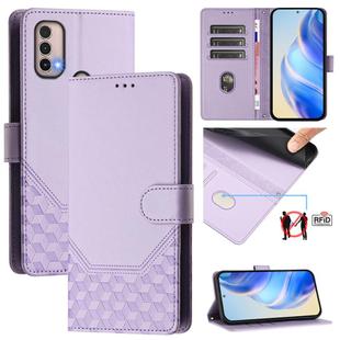 For Motorola Moto E40 / E30 / E20 Honeycomb Embossing RFID Leather Phone Case(Light Purple)