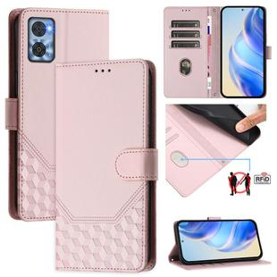 For Motorola Moto E22 4G / E22i 4G Honeycomb Embossing RFID Leather Phone Case(Pink)