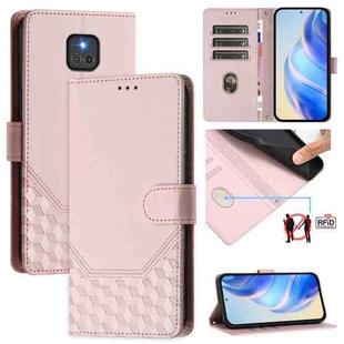 For Motorola Moto G Play 2021 Honeycomb Embossing RFID Leather Phone Case(Pink)