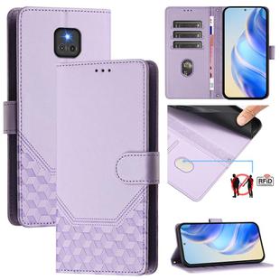 For Motorola Moto G Play 2021 Honeycomb Embossing RFID Leather Phone Case(Light Purple)