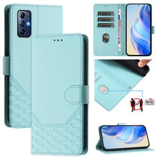 For Motorola Moto G Play 2022 Honeycomb Embossing RFID Leather Phone Case(Mint Green)