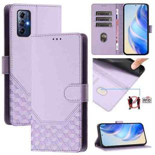 For Motorola Moto G Play 2022 Honeycomb Embossing RFID Leather Phone Case(Light Purple)