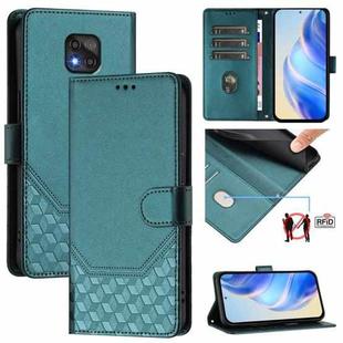 For Motorola Moto G Power 2021 Honeycomb Embossing RFID Leather Phone Case(Peacock Green)