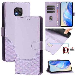 For Motorola Moto G Power 2021 Honeycomb Embossing RFID Leather Phone Case(Light Purple)