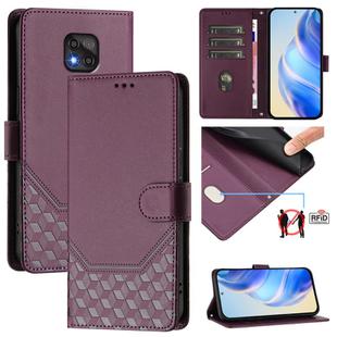 For Motorola Moto G Power 2021 Honeycomb Embossing RFID Leather Phone Case(Violet)