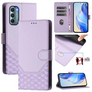 For Motorola Moto G Stylus 2022 5G Honeycomb Embossing RFID Leather Phone Case(Light Purple)