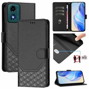 For Motorola Moto G24 4G / G04 4G Oversea Honeycomb Embossing RFID Leather Phone Case(Black)