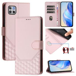 For Motorola Moto One 5G Ace 2021 Honeycomb Embossing RFID Leather Phone Case(Pink)