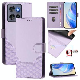 For Motorola Moto G Stylus  5G 2025 Honeycomb Embossing RFID Leather Phone Case(Light Purple)