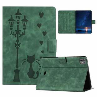 For iPad Air 10.9 2022 / 2020 Embossed Couple Cat Smart Tablet Leather Case(Green)