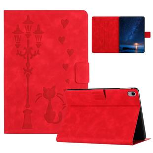 For iPad mini 6 Embossed Couple Cat Smart Tablet Leather Case(Red)