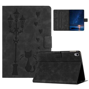 For iPad mini 6 Embossed Couple Cat Smart Tablet Leather Case(Black)