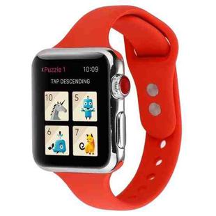 For Apple Watch 5 & 4 44mm / 3 & 2 & 1 42mm Thin Silicone Double Buckle Watch Band(Country Red)