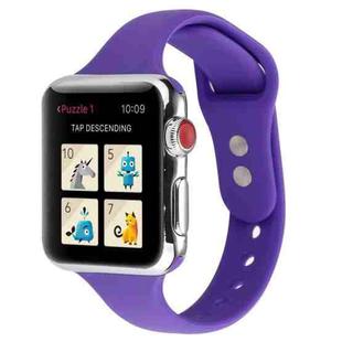 For Apple Watch 5 & 4 44mm / 3 & 2 & 1 42mm Thin Silicone Double Buckle Watch Band(Purple)