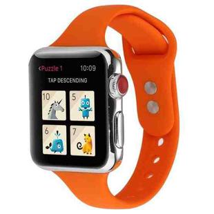 For Apple Watch 5 & 4 44mm / 3 & 2 & 1 42mm Thin Silicone Double Buckle Watch Band(Orange)