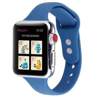 For Apple Watch 5 & 4 44mm / 3 & 2 & 1 42mm Thin Silicone Double Buckle Watch Band(Ceramic Blue)