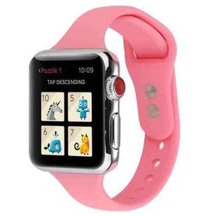 For Apple Watch 5 & 4 44mm / 3 & 2 & 1 42mm Thin Silicone Double Buckle Watch Band(Pink)